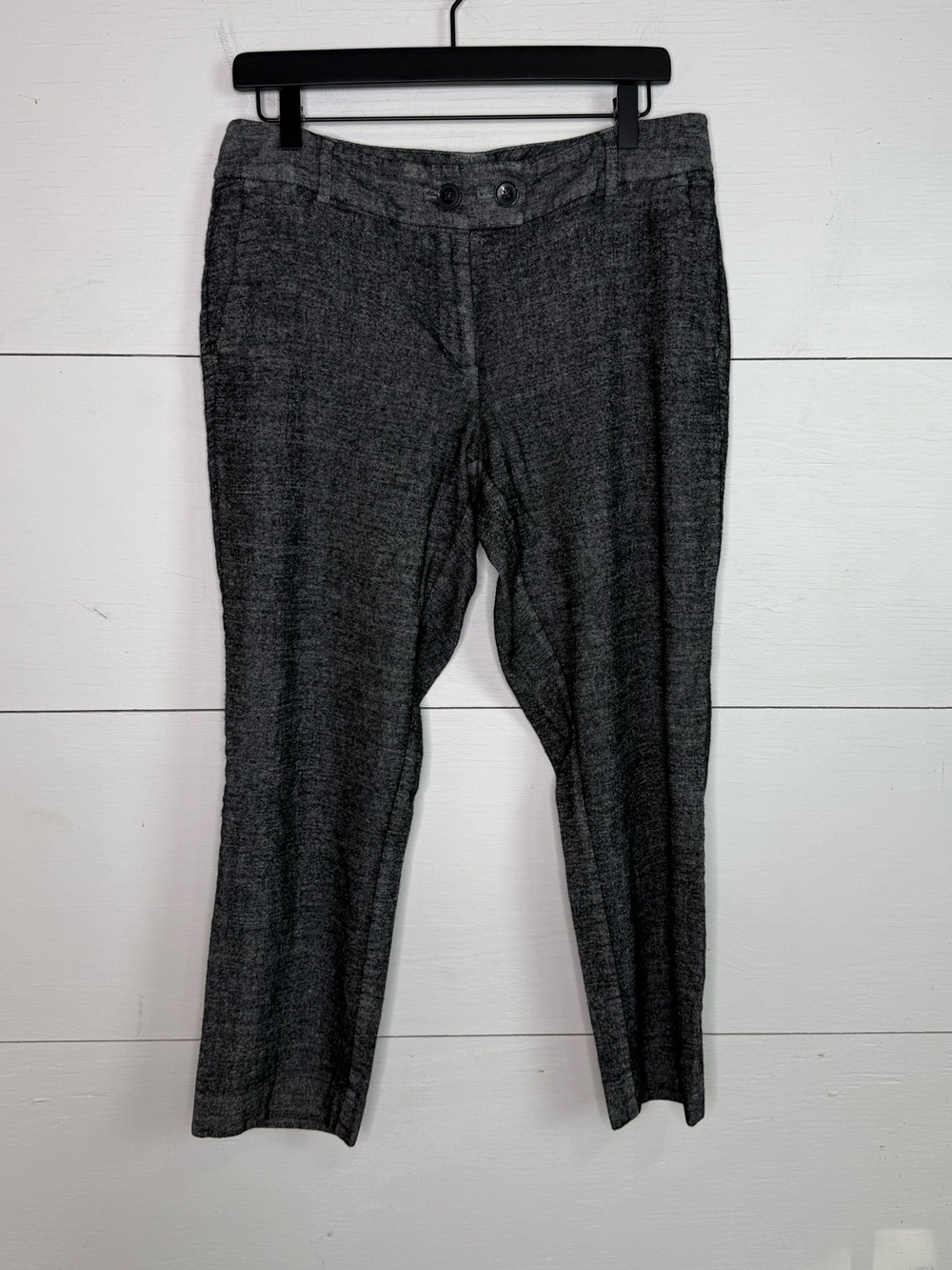 LOFT • Charcoal Gray Linen Blend Curvy Slim Dress Pants Size 10